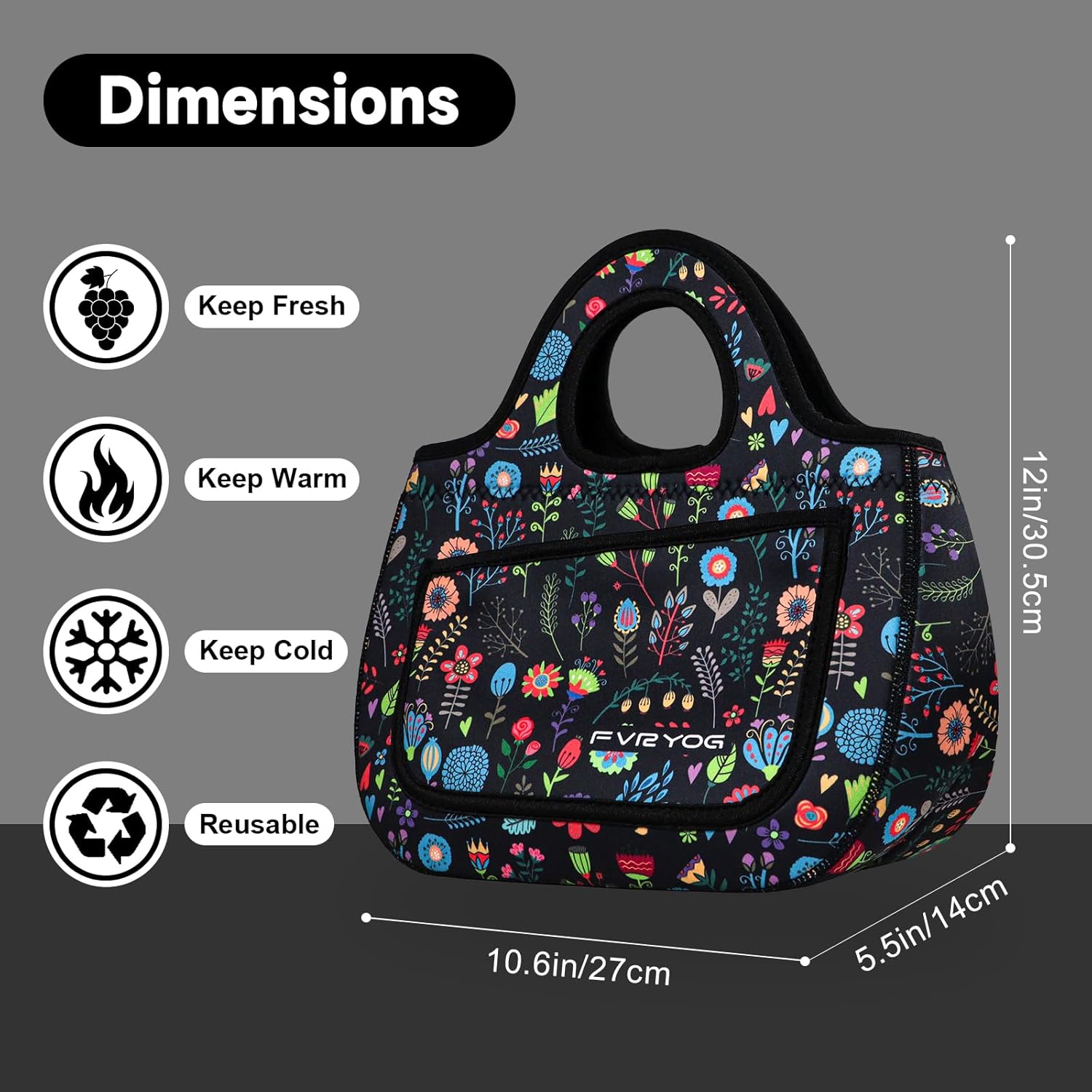 Lunch Bag for Women Soft Neoprene Lunch Bag Lightweight, Thermal Insulated and Reusable Lunch Bag for Women Men